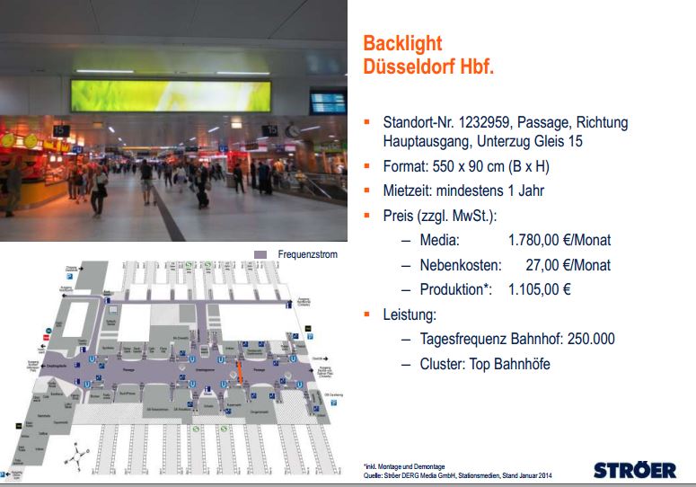 Düsseldorf - Backlight Werbegroßflächen am Hauptbahnhof